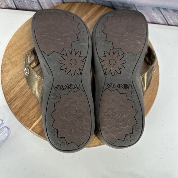 Vionic Sandal Womens 11 Brown Eve Beaded Orthoheel Comfort Cushion Bronze - Picture 9 of 13